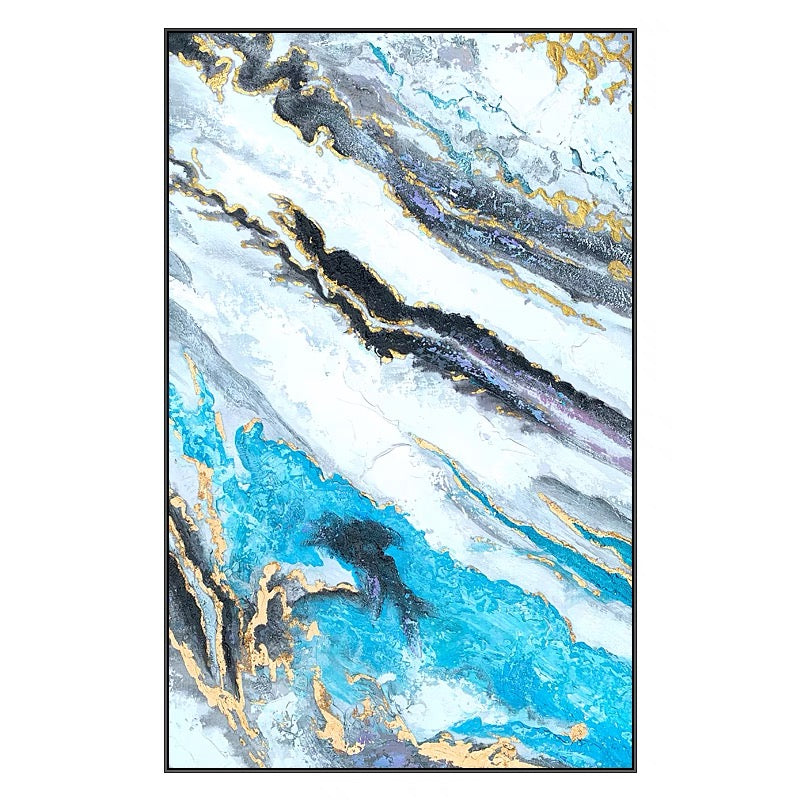 Hand painted Oil Painting Corridor French Light Luxury Hanging Abstract Painting Gold Foil Living Room Decoration,27inx54in,No Frame