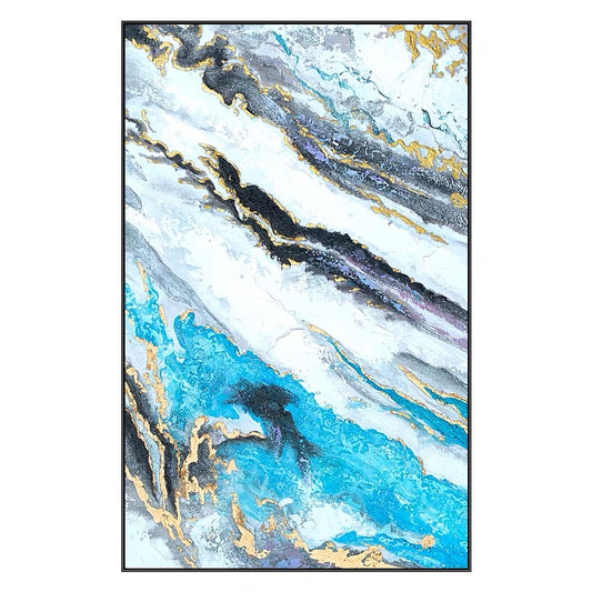 Hand painted Oil Painting Corridor French Light Luxury Hanging Abstract Painting Gold Foil Living Room Decoration,27inx54in,No Frame