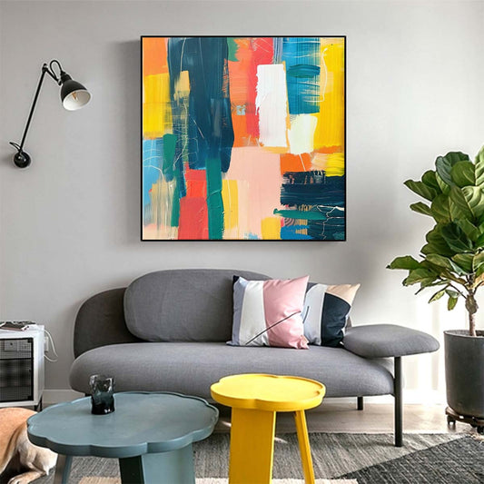 Abstract Handmade Oil Painting Modern Minimalist Home Living Room Decoration Painting,31inx31in,No Frame