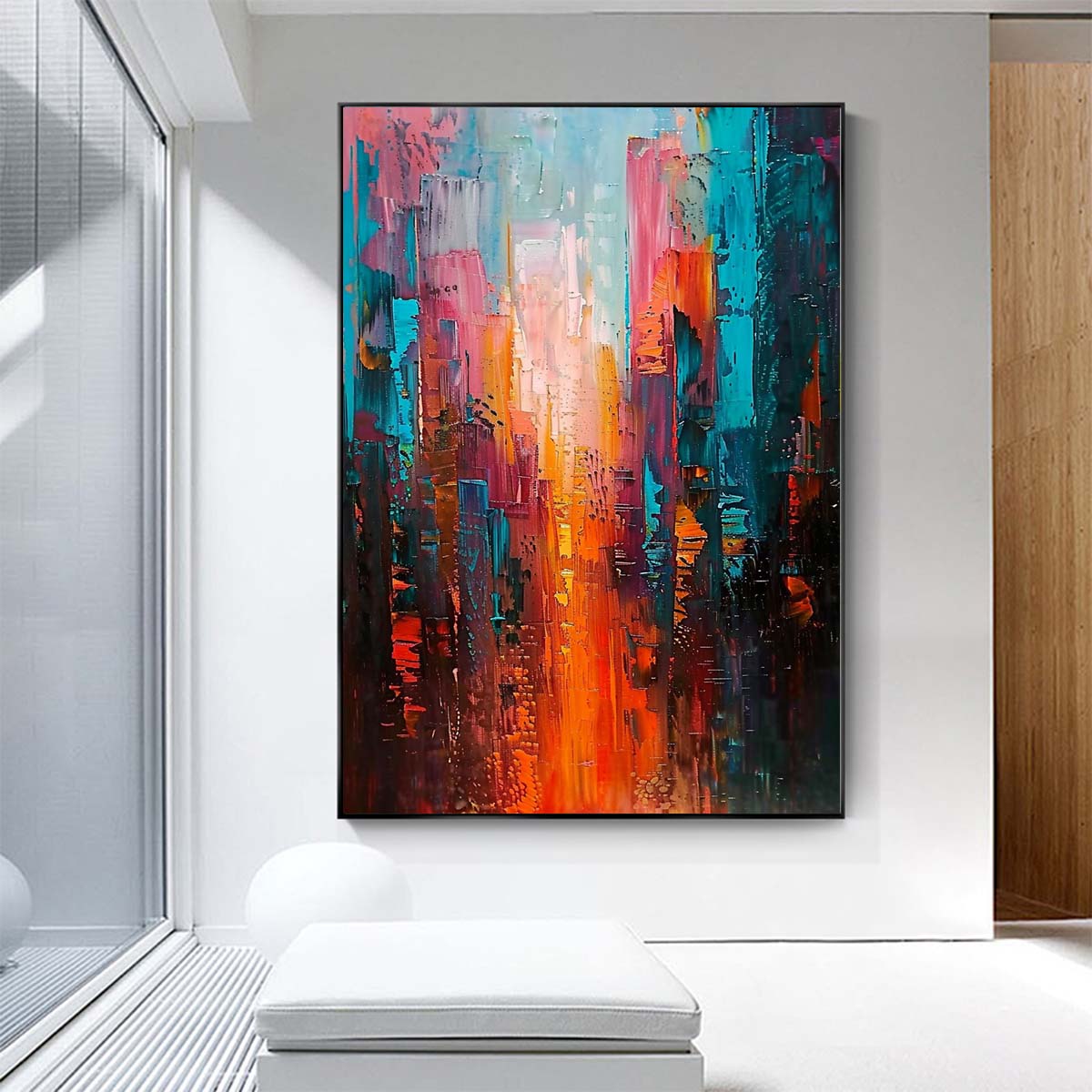 Original creation City Hand painted Oil Painting Canvas Wall Art For Home Living Room Unframed/Rolled #065