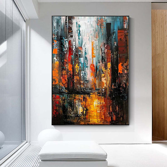 Original creation City Hand painted Oil Painting Canvas Wall Art For Home Living Room Unframed/Rolled #044