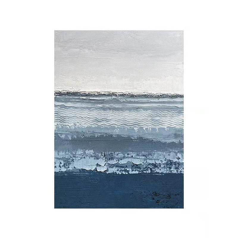 Hand Painted Modern Abstract Tiffany Blue Thick Oil Texture Decorative Poster Porch Aisle Hanging Oil Painting,31inx47in,No Frame