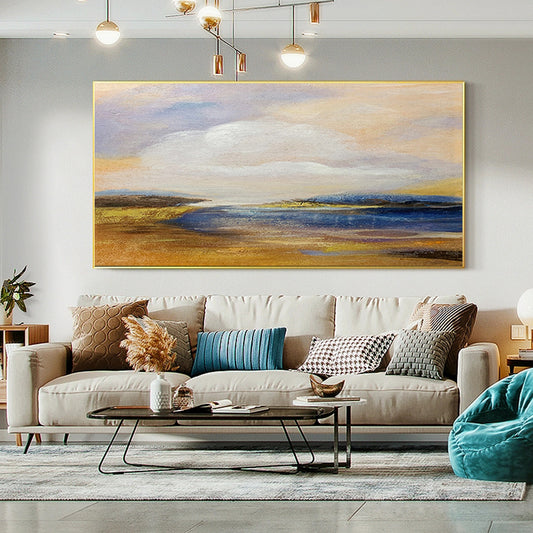 Pure Hand painted Abstract Living Room Wall Decoration Hanging Picture Bedroom Bedside Art Canvas Painting Rimless,27inx54in,No Frame