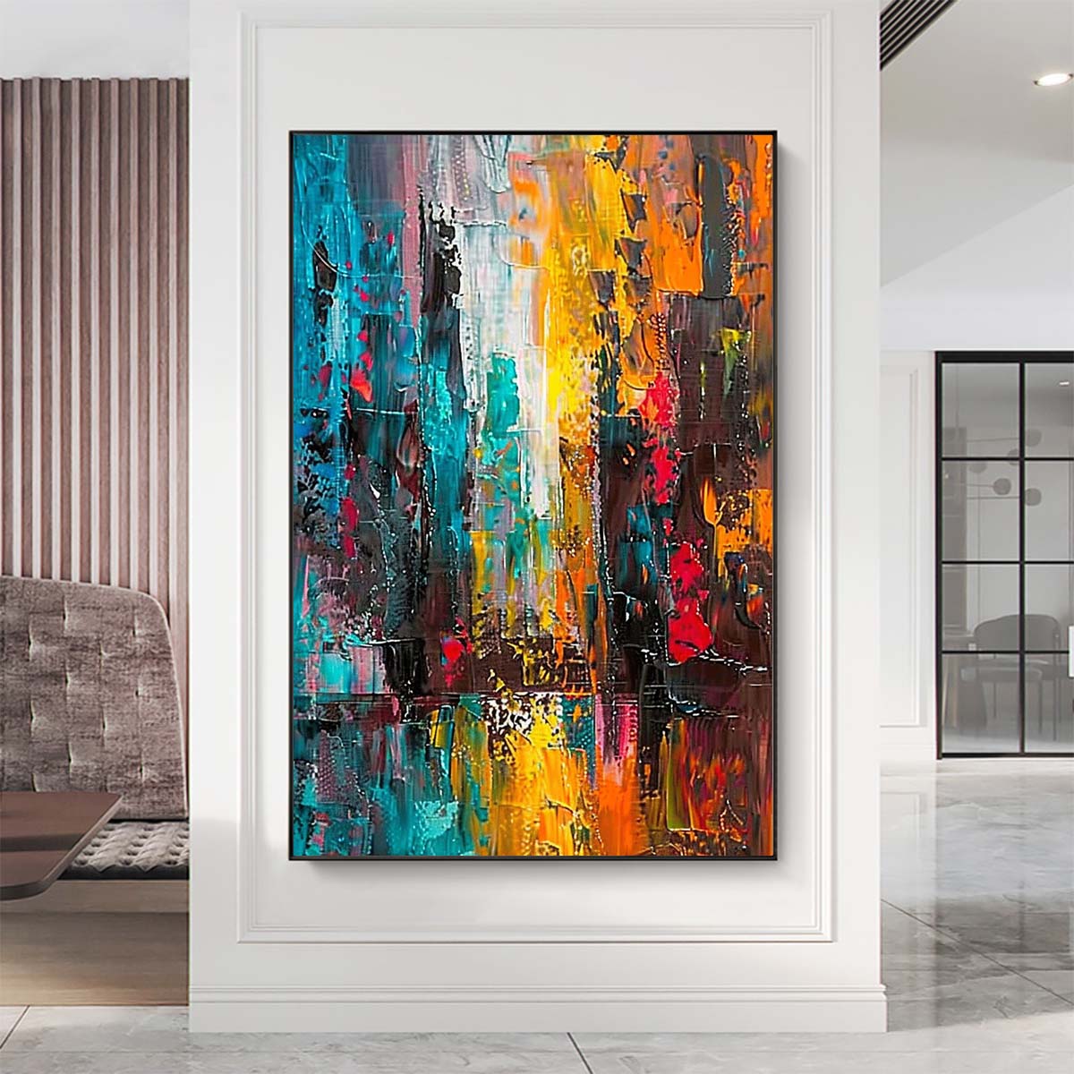 Original creation City Hand painted Oil Painting Canvas Wall Art For Home Living Room Unframed/Rolled #039