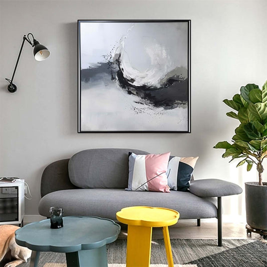 Abstract Handmade Oil Painting Modern Minimalist Home Living Room Decoration Painting,31inx31in,No Frame