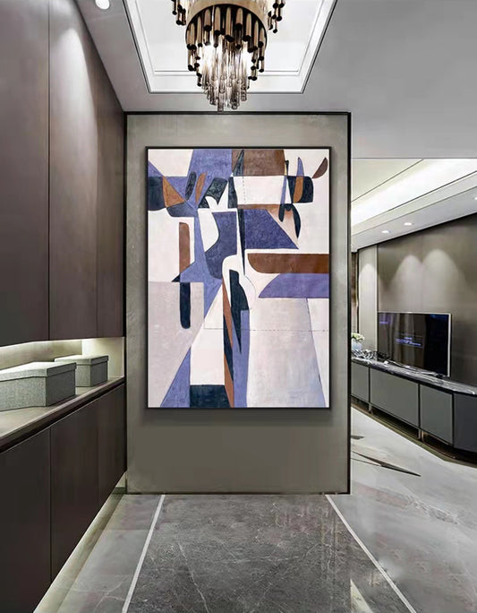 #720Orange Handpainted Oil Painting Vertical Version Large Living Room Background Wall Hanging Painting Abstract Painting Dining,31inx47in,No Frame