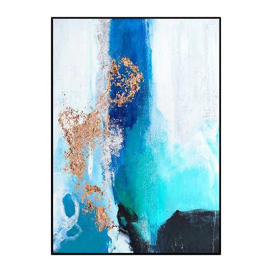 Gold Foil Hand painted Abstract Painting Living Room Background Wall Hanging Painting Vertical Version,31inx47in,No Frame