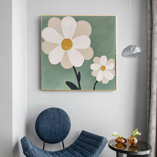 Flower Hand Painted Oil Painting Handmade On Canvas Acrylic Wall Daisy Picture Hand Painted,31inx31in,No Frame