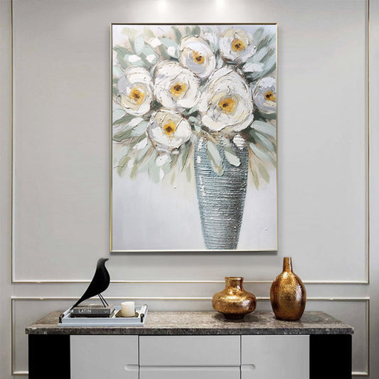 High Guality  Hand Painted Decorative Painting Living Room Mural Absract Wall Art Thick Texture Flowers For Living Room,31inx47in,No Frame