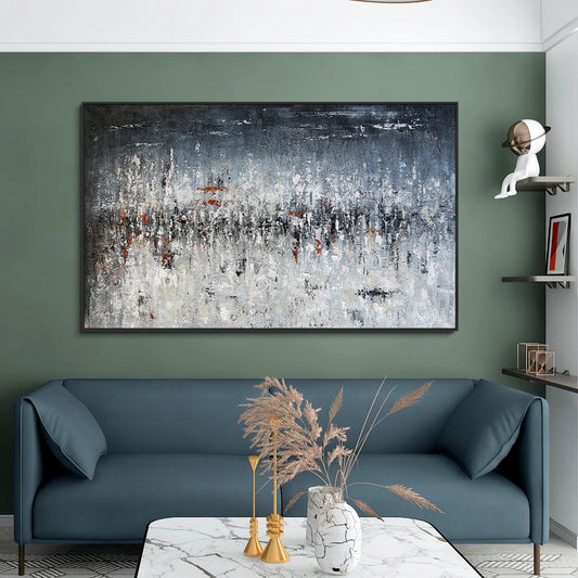 #540Modern Abstract Wall Art Hand painted Landscape Oil Painting On Canvas Nodic Grey Oil Paintings,27inx54in,No Frame