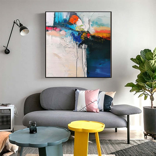 Abstract Handmade Oil Painting Modern Minimalist Home Living Room Decoration Painting,31inx31in,No Frame