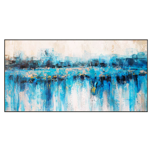 Hand painted Oil Painting Landscape Decorative Painting Modern Minimalist Background Wall Large Light Luxury Hanging Painting,27inx54in,No Frame