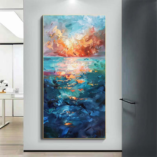 Landscape Paintings Abstract Handmade Oil Painting Modern Home Living Room Decoration Painting,27inx54in,No Frame