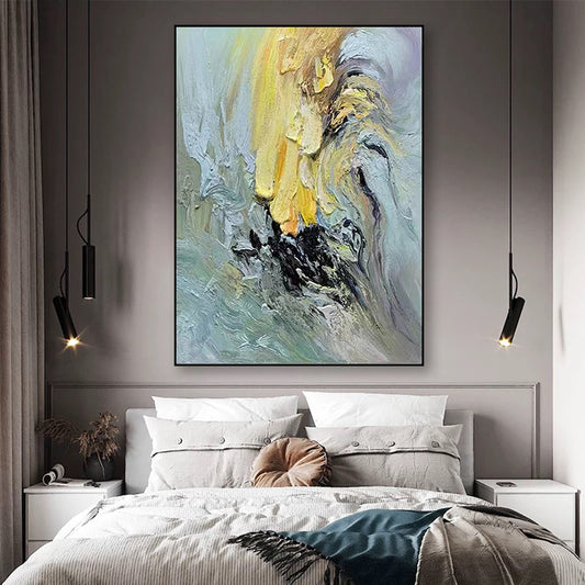 Abstract Oil Painting Hand Painted Oil Paintings Wall Art Canvas Abstract Artwork Carving Art,31inx47in,No Frame