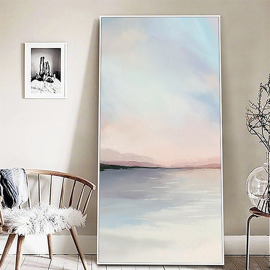 Hand-painted Oil Painting Decorative Painting Vertical Version Entrance Hallway Modern Minimalist Abstract Painting The Horizon27inx54in,No Frame