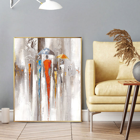 Modern Abstract Lover Canvas Painting Hand painted City Street Art Oil Paintings Handmade Oil Painting Art For Home Living Room,31inx47in,No Frame