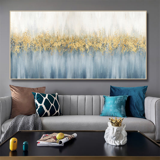 50 Hand Painted Original Abstract Oil Painting Gold Foil Canvas Art Handmade 3D Oil Painting,27inx54in,No Frame
