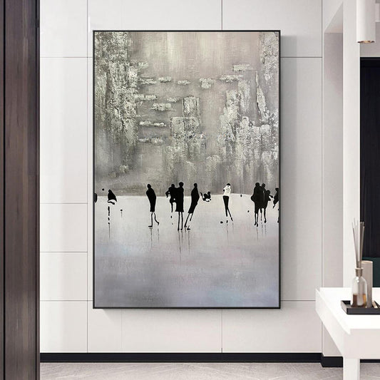 #890Modern Wall Art Hand Painted Figure Painting Abstarct Landscape Picture Handmade Oil Painting For Home Office,31inx47in,No Frame