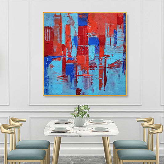 Abstract Hand painted Square Geometric Oil Painting Living Room Bedroom Dining Room Decorative Painting   (Unframed/Rolled)