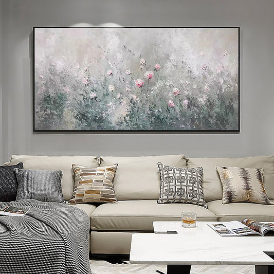 Pure Handpainted Oil Painting Horizontal Version of Flower Paintings Living Room Sofa Bedroom Decorative Painting Abstract,27inx54in,No Frame