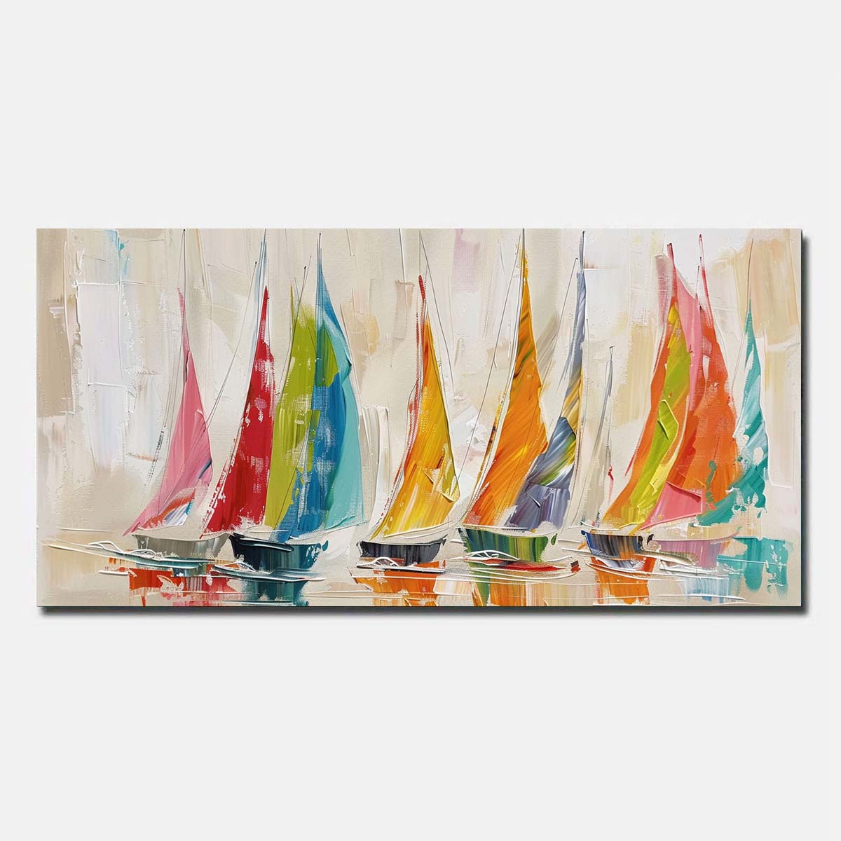 Sailing boat Blue Hand Painted Oil Painting On Canvas Abstract Wall Art   Unframed/Rolled