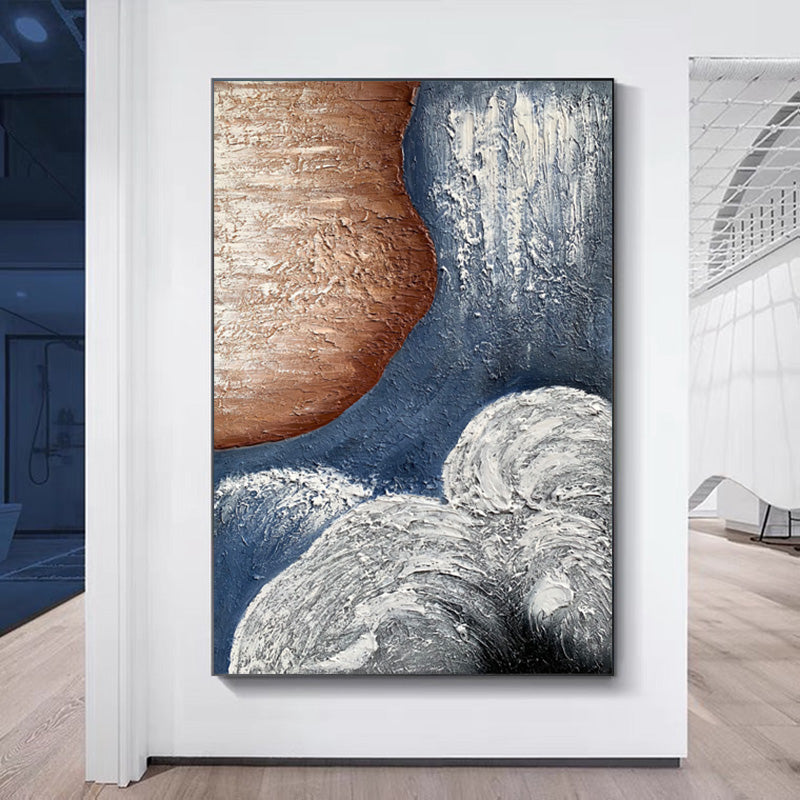 Handmade Abstract Oil Painting Modern Wall Art On Canvas Minimalist Thick Texture Luxury Mural For Living Room,31inx47in,No Frame