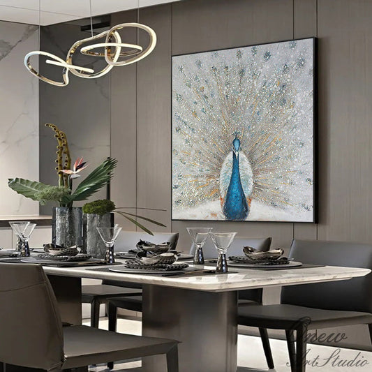 Hand Painted Peacock Oil Painting On Canvas Large Abstract Paintings Figure Wall Original Animal Landscape Wall
