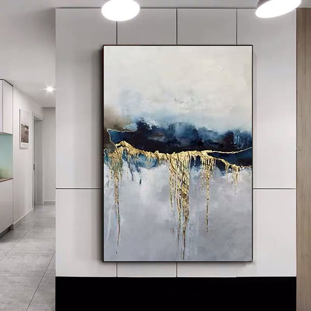 Abstract Hand Painted Oil Painting Chinese Style Wind And Ink Painting On Canvas Abstarct Landscape Pictures For Living Room,31inx47in,No Frame