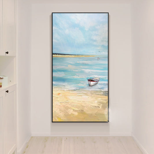 Sea Decor Paintings For Living Room Handmade Wall Art Abstact Landscape Decorative Canvas Paintings Picture Interior,27inx54in,No Frame