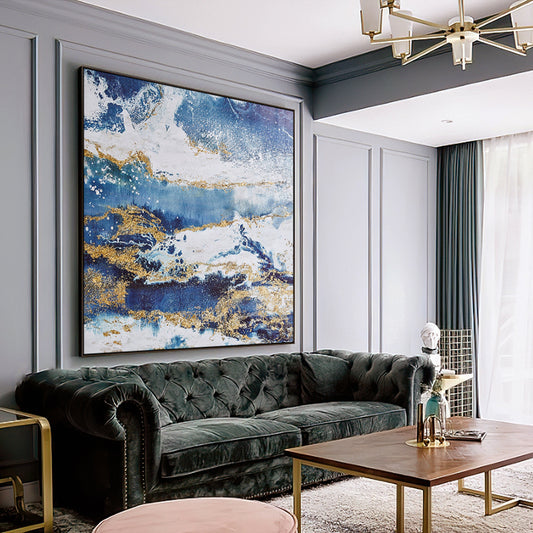 Hand Made Abstract Gold Picture Southeast Asian Style Oil Painting On Canvas Wall Art,31inx31in,No Frame