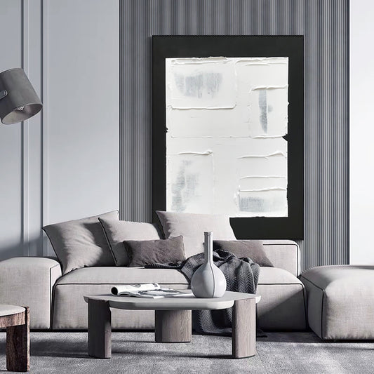 Black And White Abstract Painting Morandi Simplicity Handmade Oil Painting Living Room Decorative Painting Abstract Oil,31inx47in,No Frame