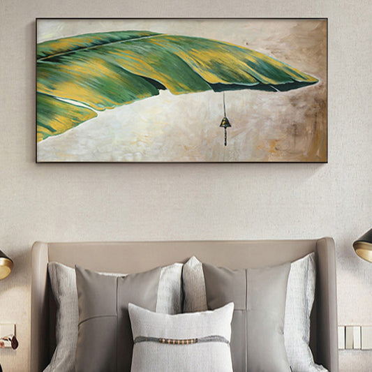 Canvas Hot Sale Artwork Handpainted Handmade Abstract Leaf Oil Painting Wall Art,27inx54in,No Frame