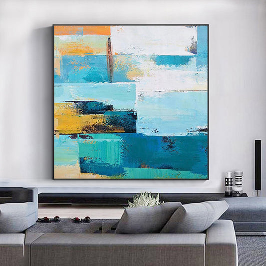 Nordic Hit the Color Abstract Art Deco Painting Modern Minimalist Living Room Sofa Bedroom Background Wall,31inx31in,No Frame