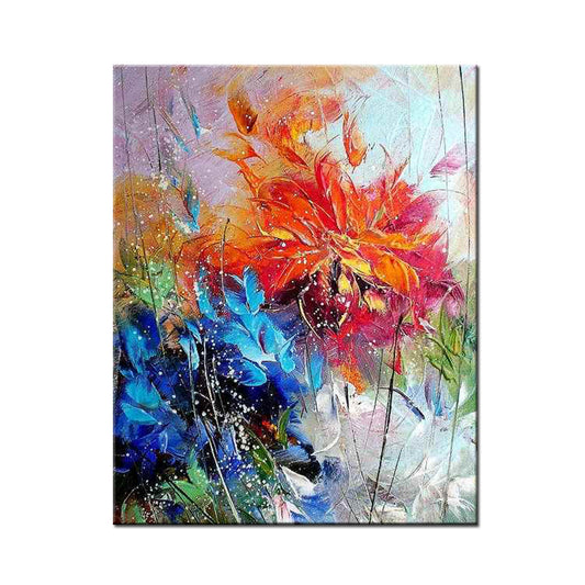 #1170Handmade Wall Art Abstract Flower Paintings Hand Painted Oil Painting On Canvas Floral Pictures For Living Room,31inx47in,No Frame