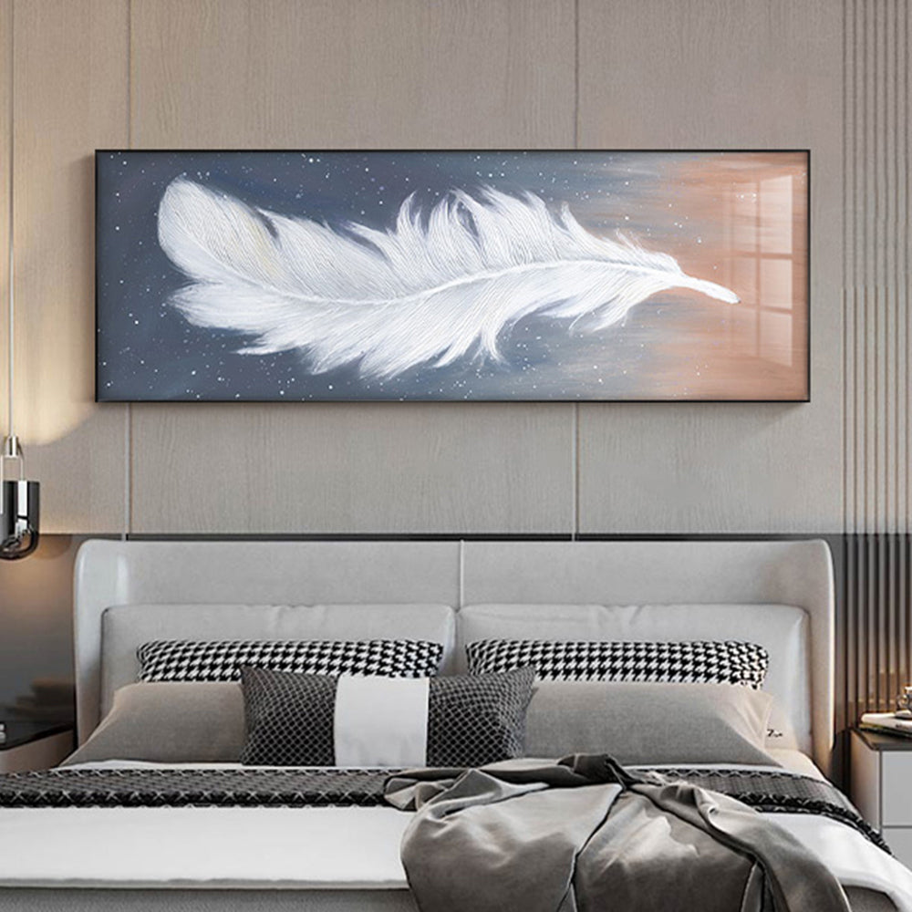 Oil Painting Wall Canvas Home Art Hand Painted Picture Feather Modern Canvas Artwork For,27inx54in,No Frame