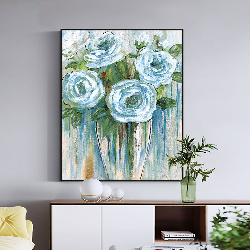 Abstract Flower Textural Knife Painting  Hand Painted Oil Painting On Canvas Handmade Wall Art  For Living Room,31inx47in,No Frame