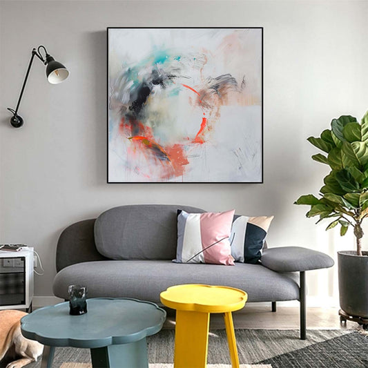 Abstract Handmade Oil Painting Modern Minimalist Home Living Room Decoration Painting,31inx31in,No Frame
