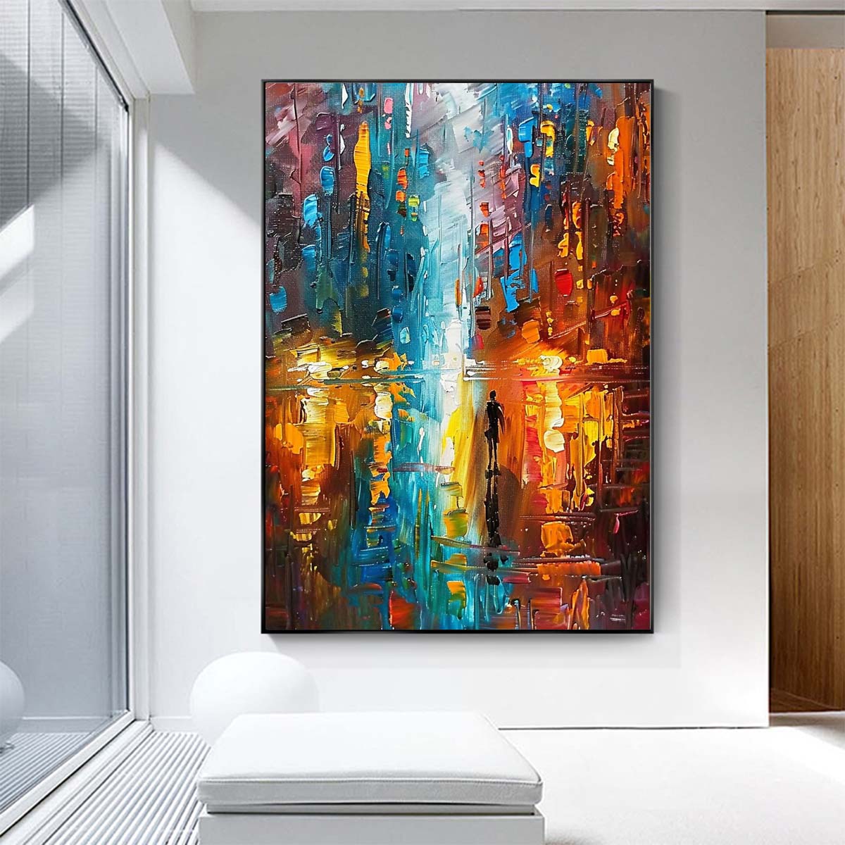 Original creation City Hand painted Oil Painting Canvas Wall Art For Home Living Room Unframed/Rolled #005