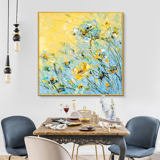 Modern Large Three dimensional Flower Wall Painting Hand painted Poppy Flower Oil Canvas Painting Living Room,31inx31in,No Frame