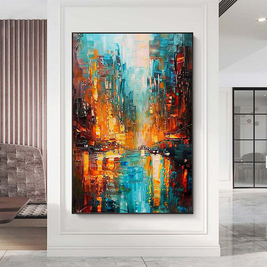 Original creation City Hand painted Oil Painting Canvas Wall Art For Home Living Room Unframed/Rolled #025