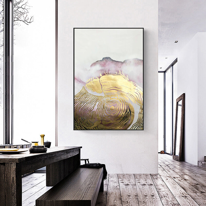 Hand painted Oil Painting New Chinese Ink Golden Annual Ring Living Room Bedroom Tea Room Modern,31inx47in,No Frame