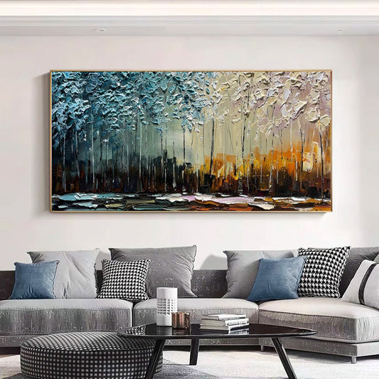 #520Abstract Forest Canvas Hand painted Oil Painting Original Painting Landscape Artwork Large Tree Handmade Oil Painting,27inx54in,No Frame