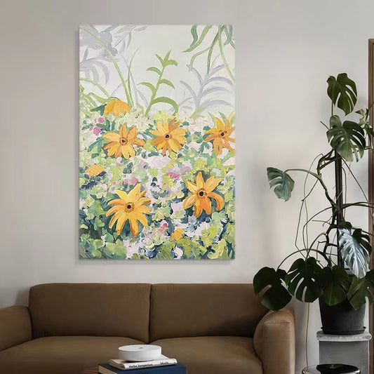 #830Pure Hand painted Art Landscape Flower Oil Painting Living Room Sofa Background Wall Decoration Painting Aisle,31inx47in,No Frame