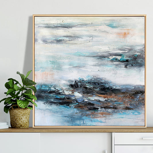 Modern Landscape Canvas Art Hand painted Abstract Oil Painting Simplicity Mountain Lake Handmade oil Painting Livingroom