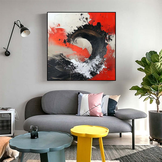 Abstract Handmade Oil Painting Modern Minimalist Home Living Room Decoration Painting,31inx31in,No Frame