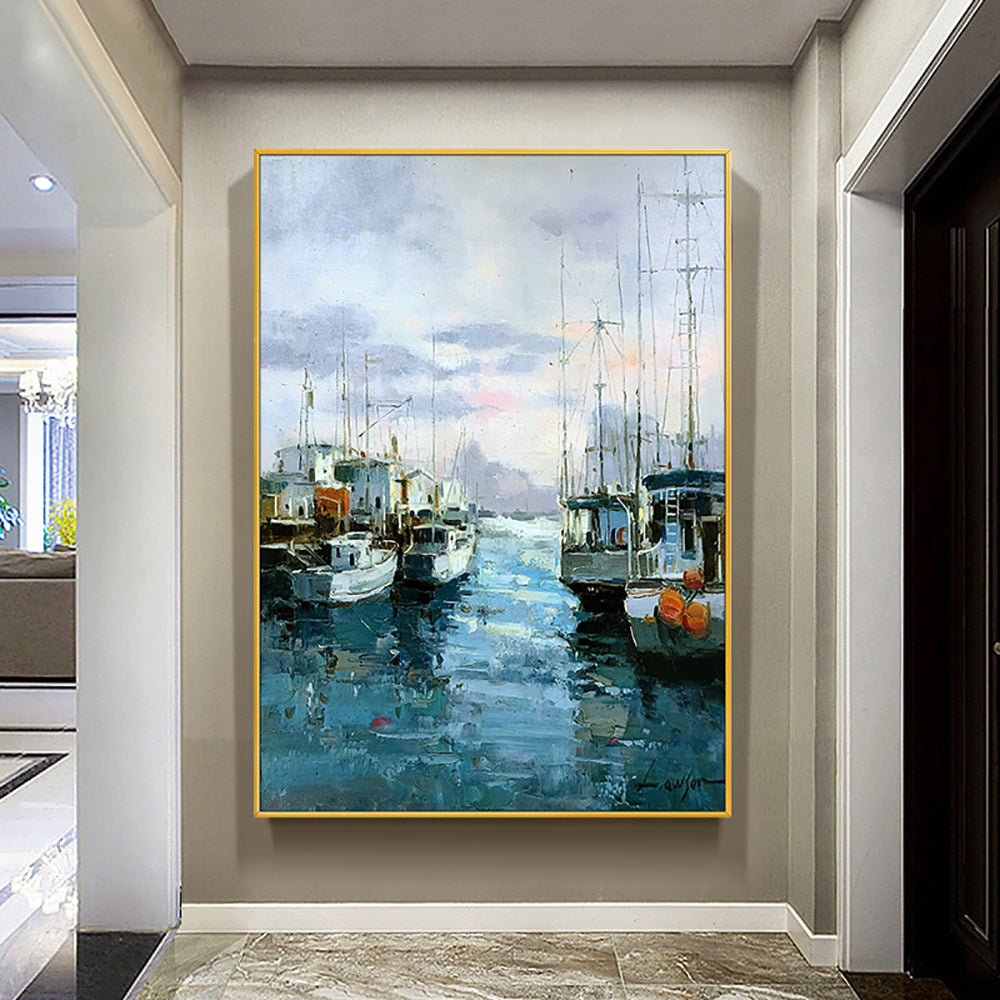 Large Wall Art Picture Handpainted Modern Abstract Birch Landscape On Canvas Oil Painting For Living Room,31inx47in,No Frame