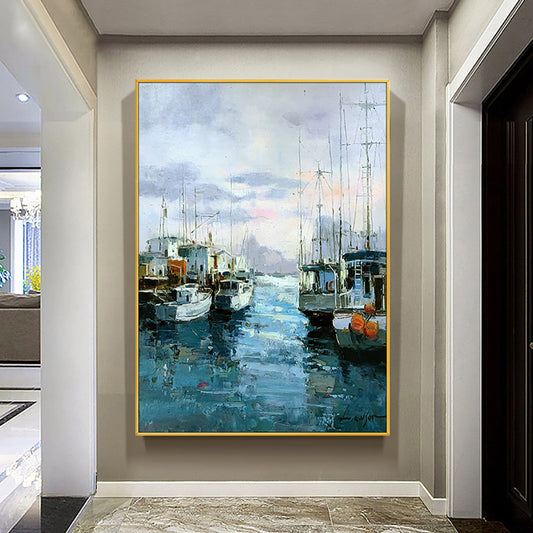 Large Wall Art Picture Handpainted Modern Abstract Birch Landscape On Canvas Oil Painting For Living Room,31inx47in,No Frame