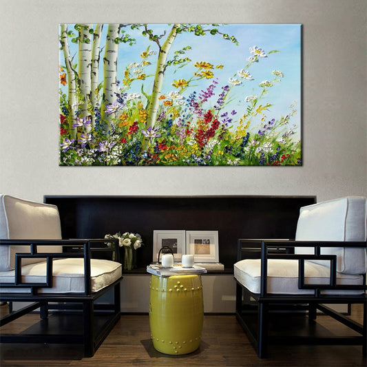 3D Knife Tree Flower Oil Painting Hand Painted Wall Art Home Decoration Modern Painting On Canvas,27inx54in,No Frame