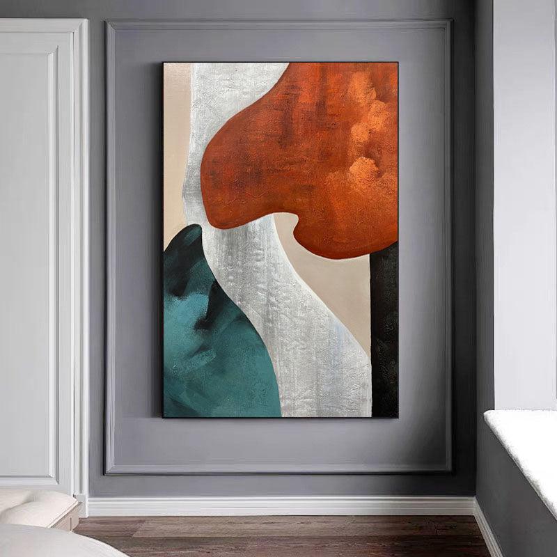Hand Drawn Abstract Oil Painting Wall Art On Canvas Thick Texture Mural Living Room Background Picture,31inx47in,No Frame