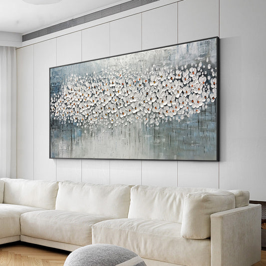 Pure hand-painted Oil Paintings Flowers Horizontal Version Of The Living Room Sofa Backdrop Decorative Painting After The Nordic27inx54in,No Frame